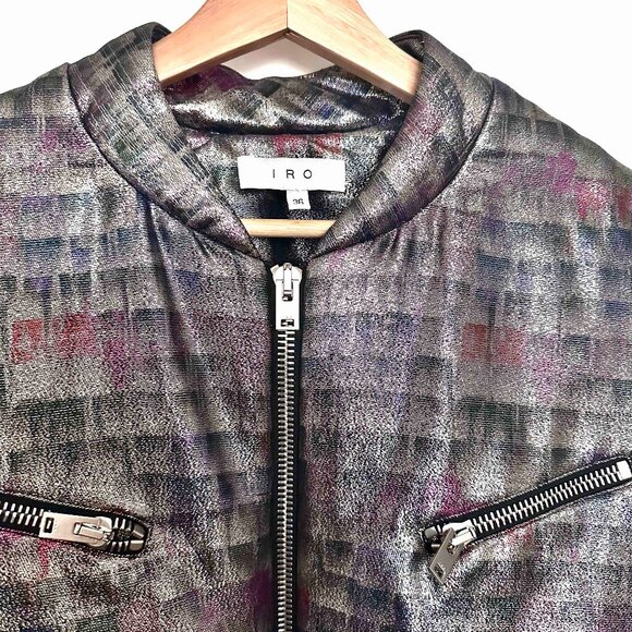 IRO Zina cropped bomber jacket, color - Multico, Size FR 36, US XS to S, EUC - Picture 5 of 8